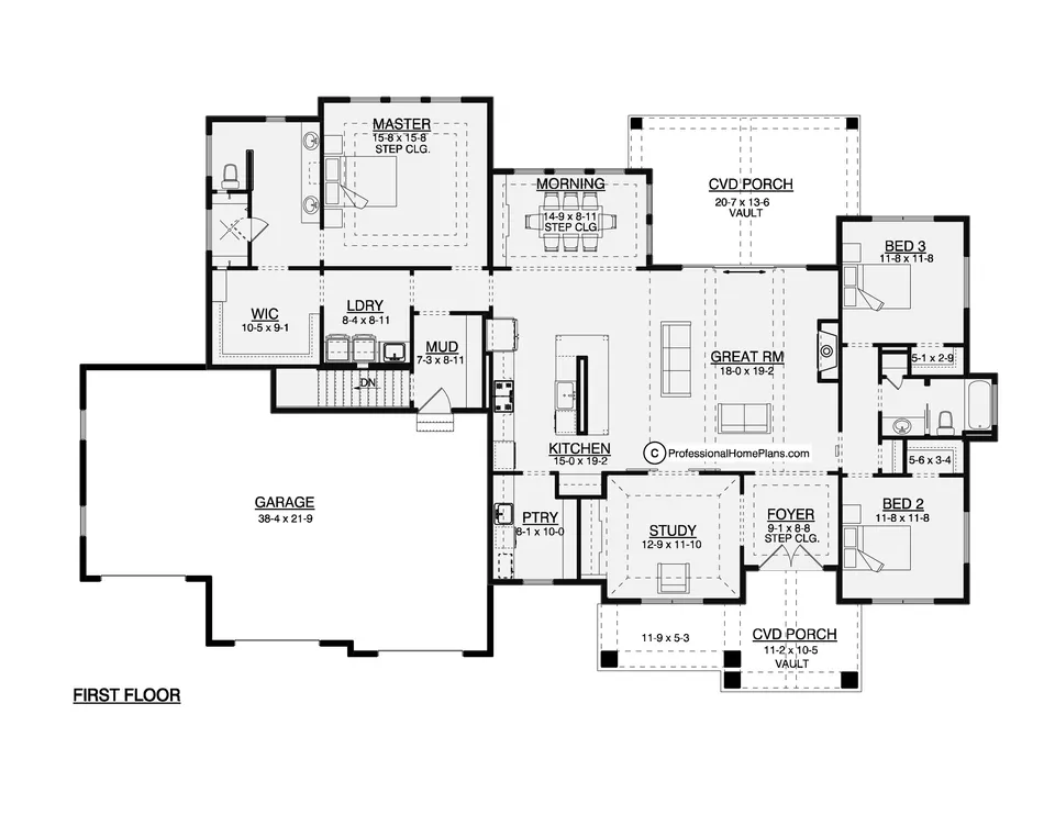 The Laurello main level floor plan